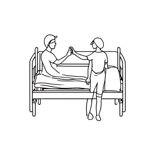 A Couple Holding Hands In A Hospital Bed