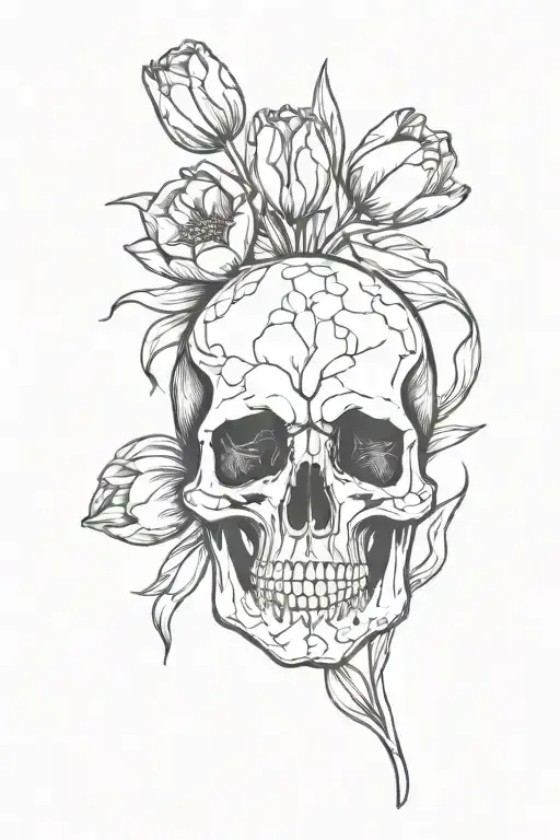 Skull And Tulips