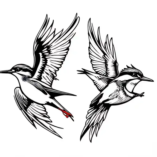Two Kingfisher Birds Flying