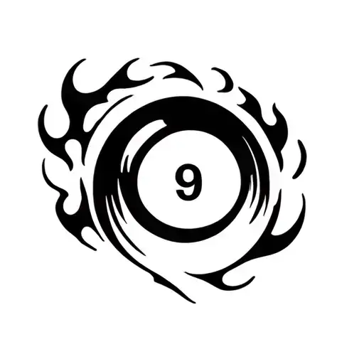 9 Ball With Flame