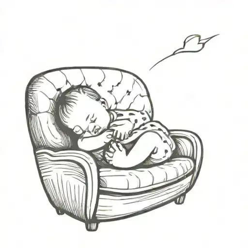 A Baby Sleeping On A Couch