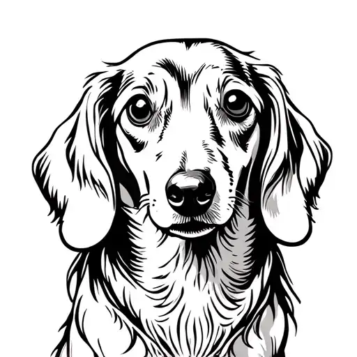 Long-hair Dachshund Face With Ornamental Decorations