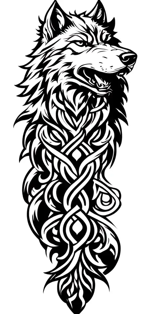 Celtic Wolf With Amour Tribal