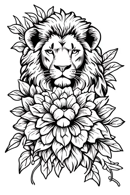 Lion And Flower