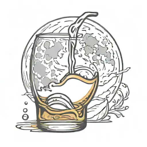 Moon And Whiskey Glass Pouring