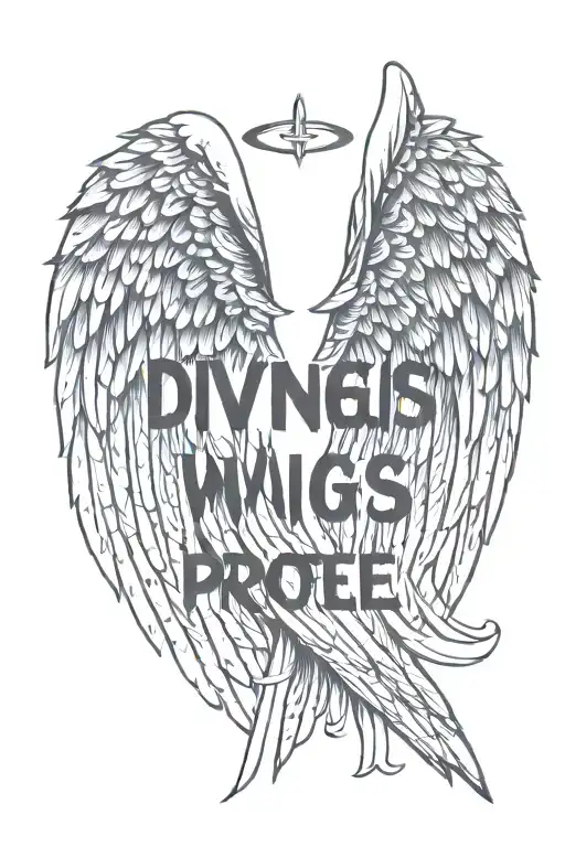 Angel Wings With The Words Divinitus Protegere