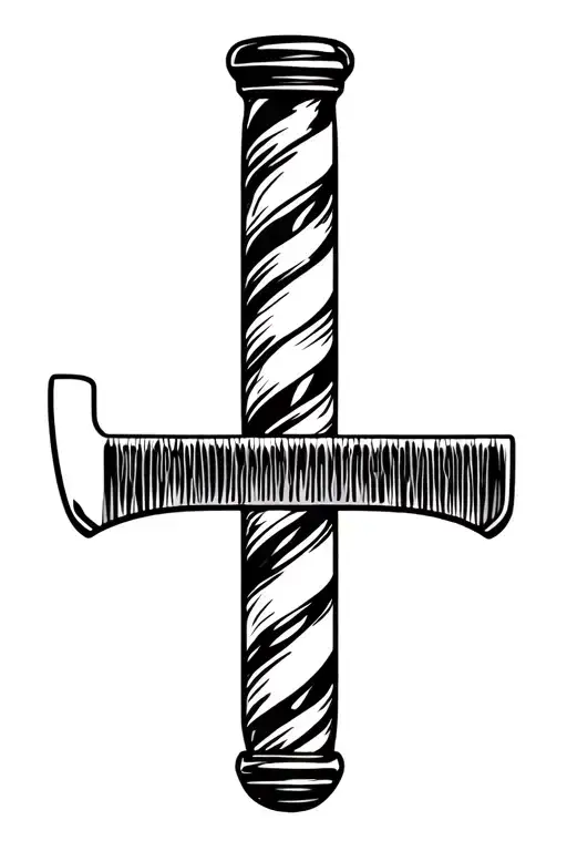 Barber Pole With Straight Razor