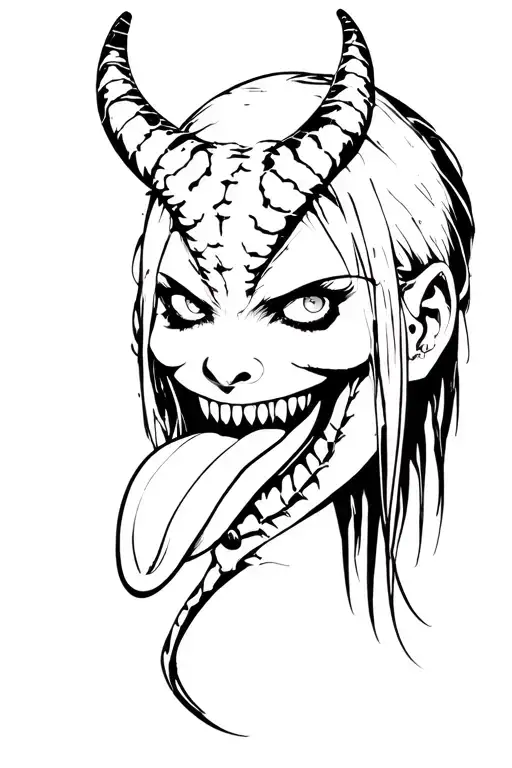 Emo Girl Demon Face Long Venom Like Tounge