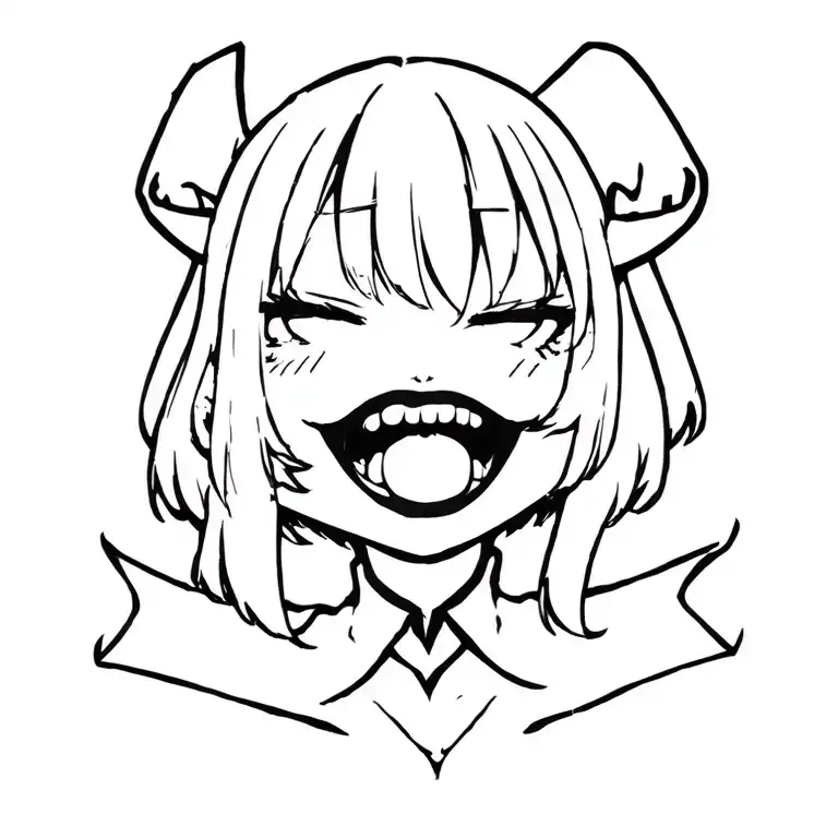 Kawaii Emo Anime Demon Girl With Long Pointy Tounge