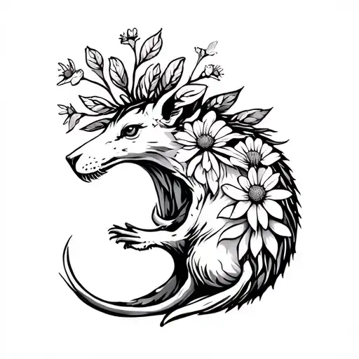 Decomposing Animal With Flowers Growing Out Of It Symbolizing The Balance Between Life And Death