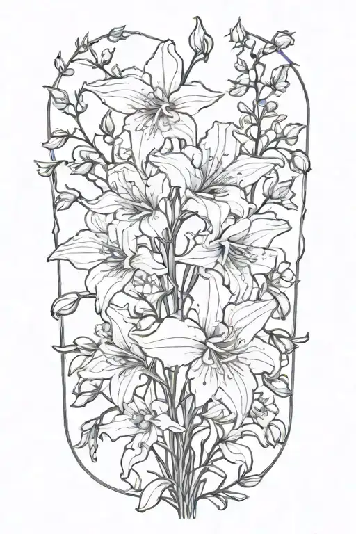 Larkspur Flowers Outline