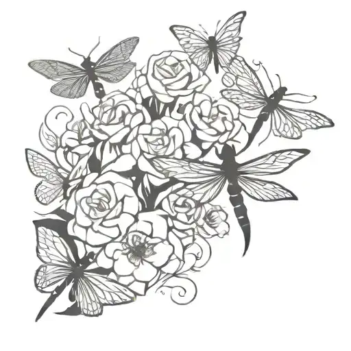 Scorpion Roses Dragonfly Butterflies Flying