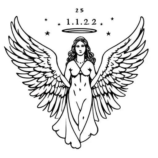 Angel Wings With Halo And Date