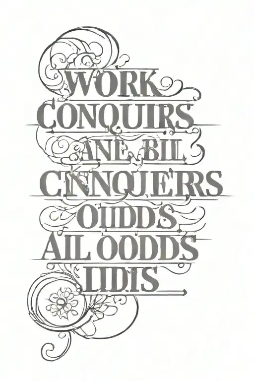 Quote 'Work Conquers All Odds'