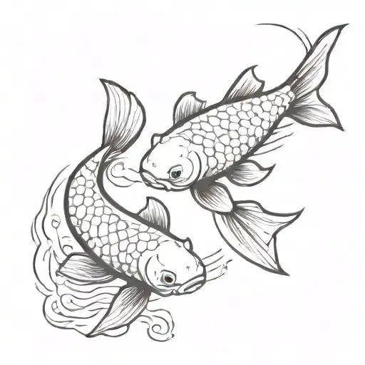 2 Koi Carps Swimming Together