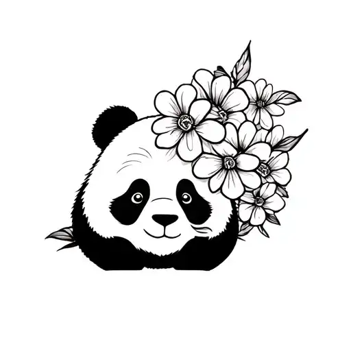 Panda With Flowers