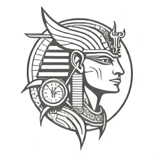 Egyptian God Annubis With A Clock