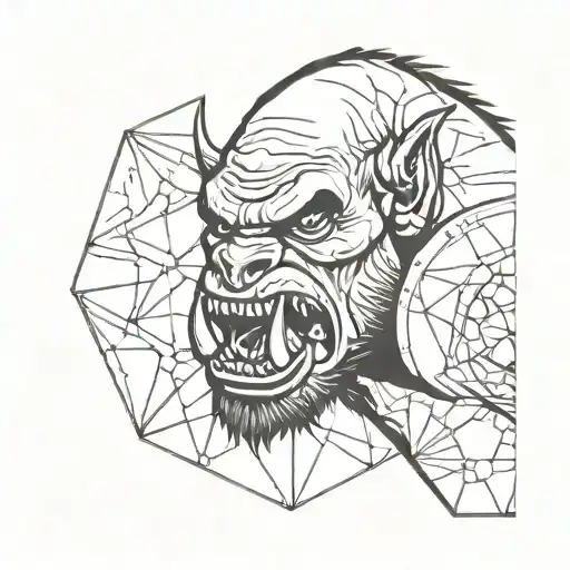 An Orc Biting Down On A D20 Showing 20