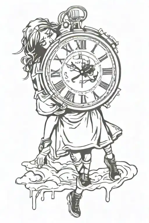 Banksy Girl And Melting Clock