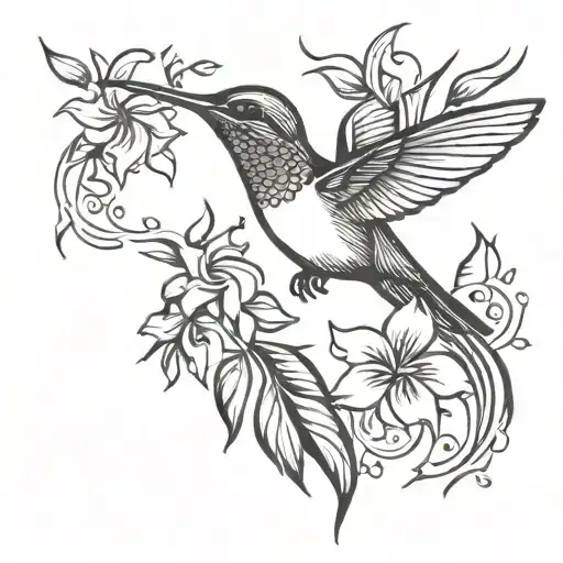 Hummingbird With Flowers