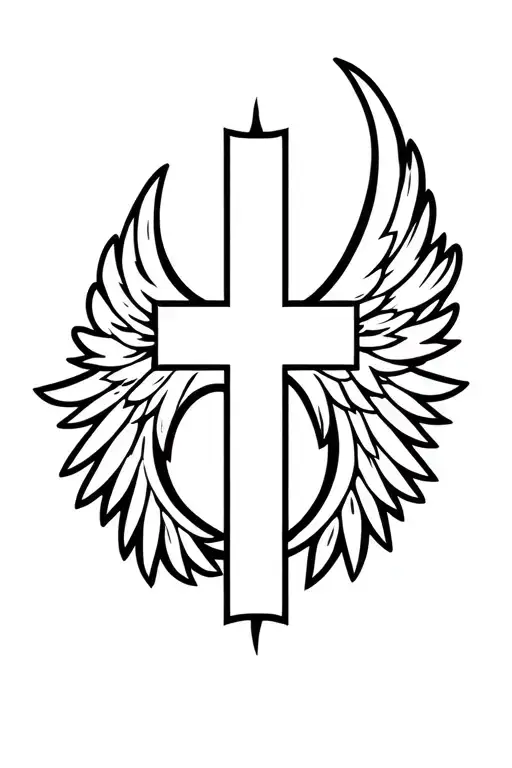 Bold Cross With Wings Made