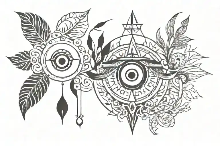 Slavic Symbols With Elements Of Nature And Eyes Looking