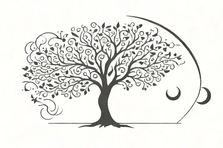 Tree Of Life With Sun And Moon