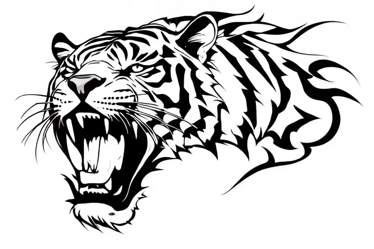 Tiger Growl Aggressive Defending