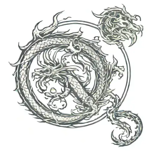 Cancer Sign Surrounded By Dragon Breathing Fire