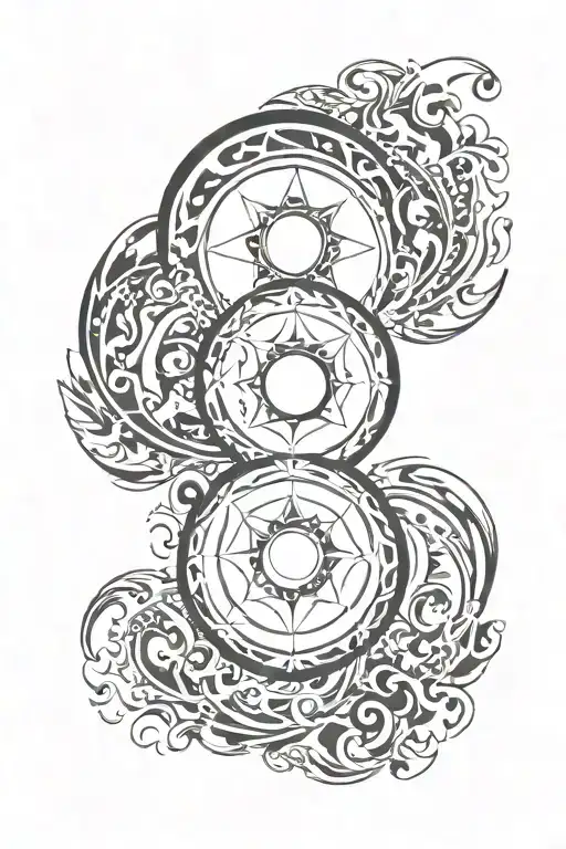 Triple Moon Phases Fire Surrounded