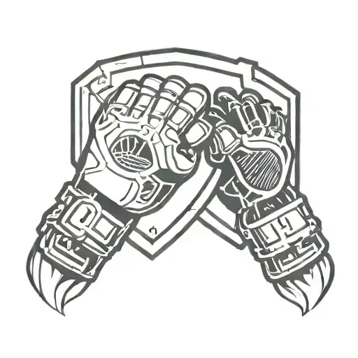 Sheild With Mma Gloves On It