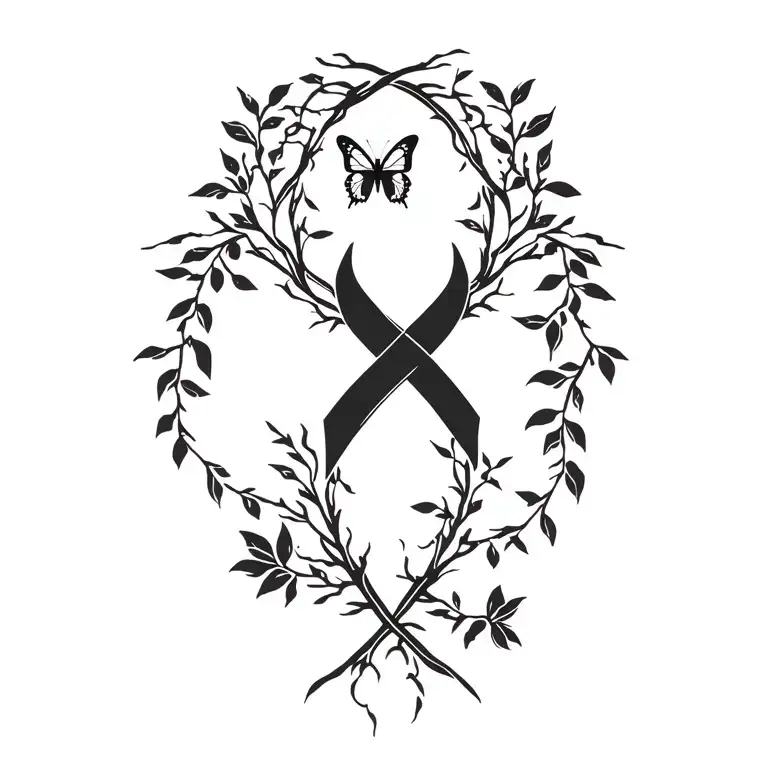 Lupus Ribbon Wrapped In Vines With Wolf And Butterfly For Entire Shoulder