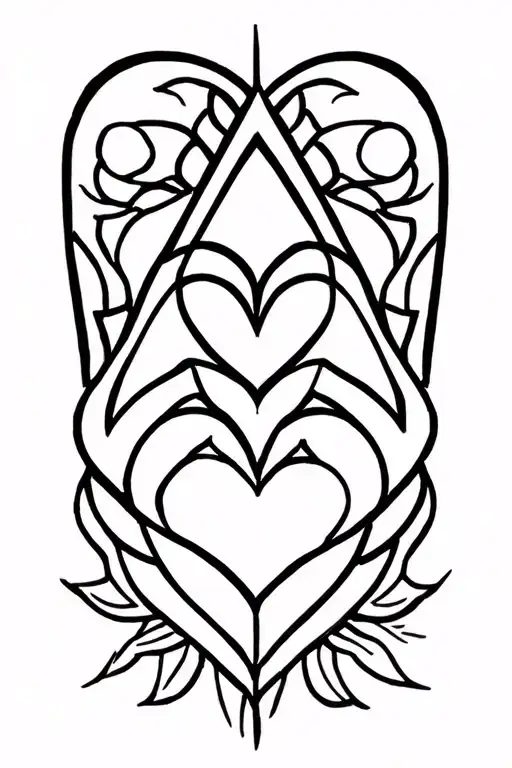 Heart And Triangle Interlocked In Mandala Style