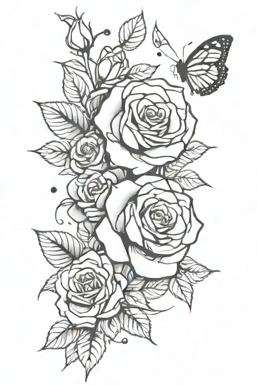 Roses And Butter Fly