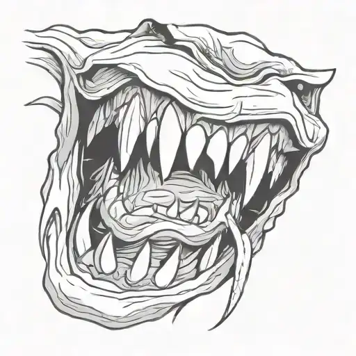 Sketch Of A Monster's Mouth With Sharp Teeth
