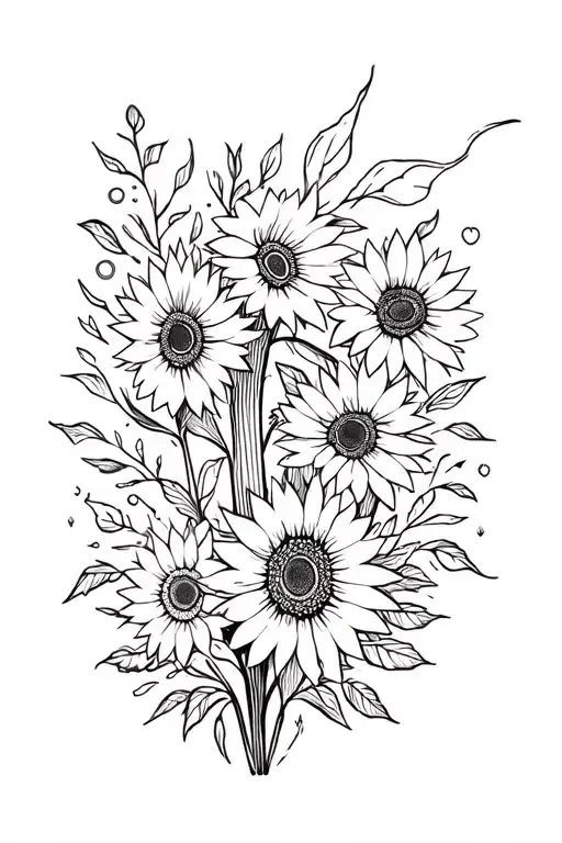 Pointy Dainty Dark Feminine Flowing Cactus Sunflowers With Wind Thigh