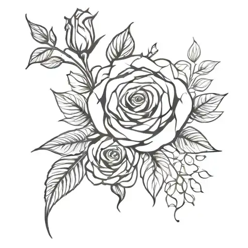 Rose And Honeysuckle Flowers