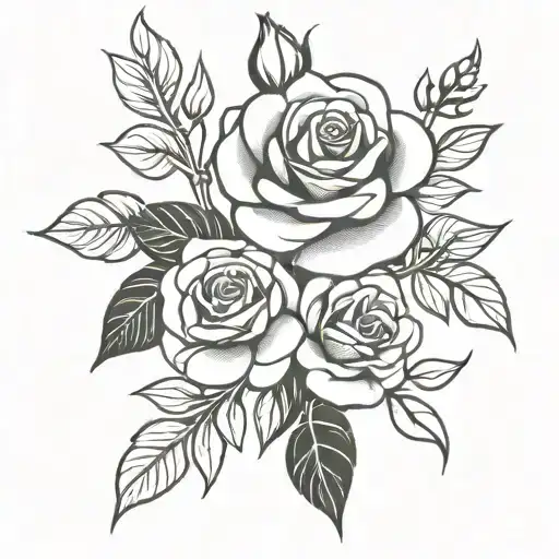 Rose And Honeysuckle Flowers