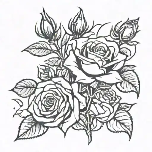 Rose And Honeysuckle Flowers Growing