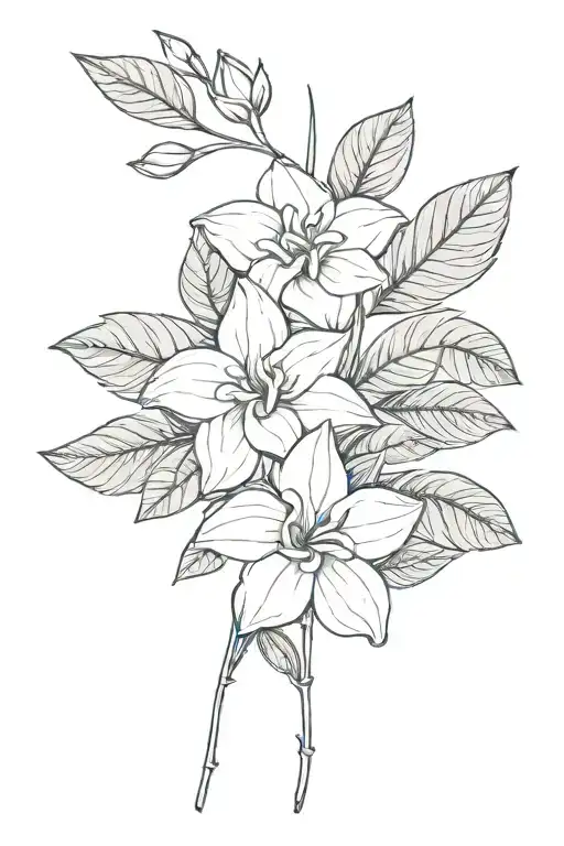 2 Leaf Threads With Tiny Gardenias Wrapped Around The Arm