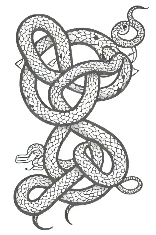 Snake Slithering Inbetween 3 Hearts Surrounded