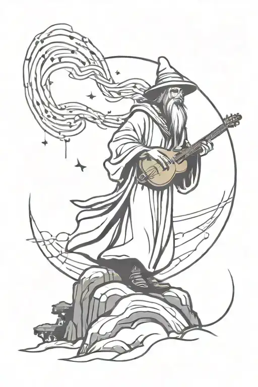 A Musical Wizard With Braided Hair Standing On A Magical Hilltop Casting Spells Of Music