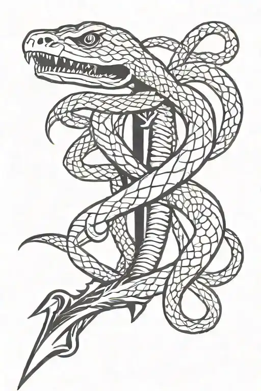 Dagger And Snake Wrapped