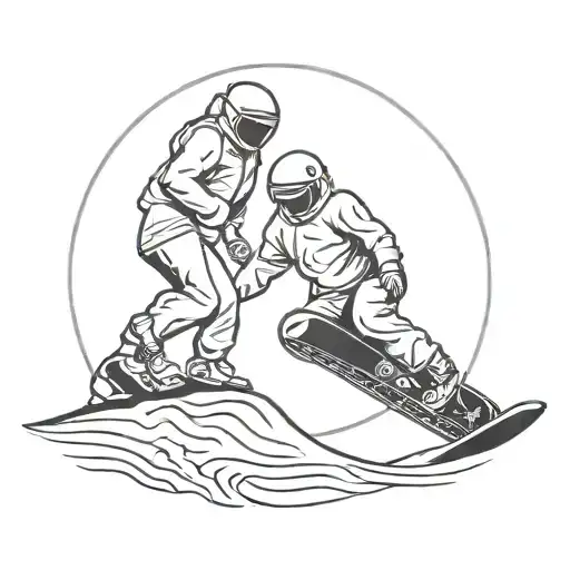 Yin And Yang Symbol With A Snowboarder In The Light Portion And A Climber In The Dark Portion Tattoo