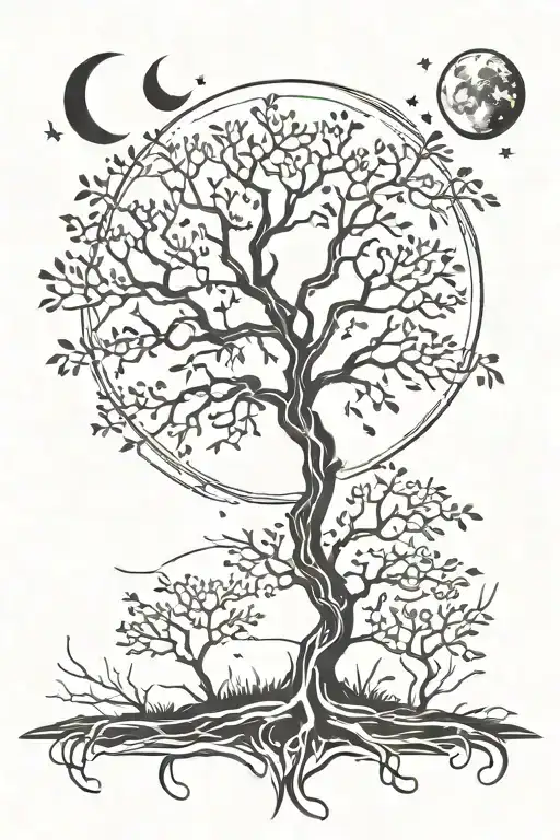 Poison Tree With Moon Above It With The Tree Growing Around It