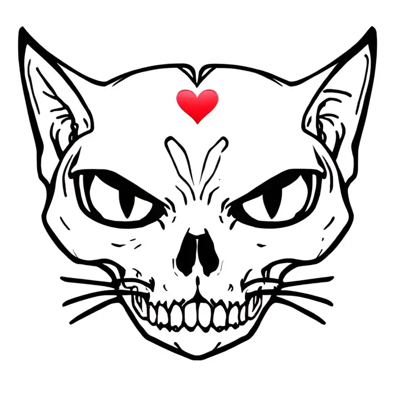 Black Cat Skull Candy Heart
