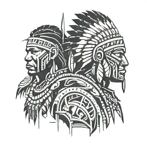 African Warrior With Native American Together