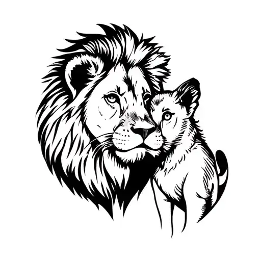 Mum And Baby Lion