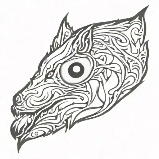 Ying Yang Wolf Head