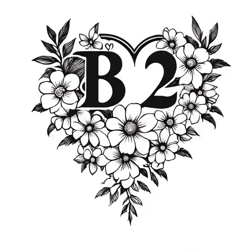 B2 Bomber With Flowers And Hearts Surrounded